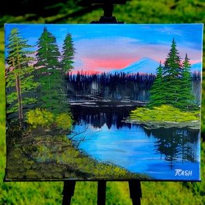 Lake view canvas painting